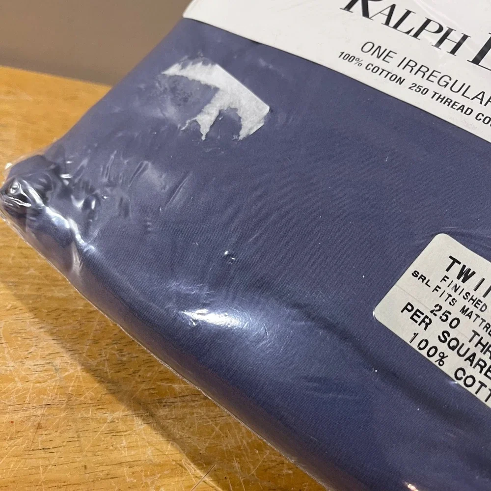 Vtg Ralph Lauren Navy Blue Twin Flat Sheet 100% Cotton 250 TC Made in USA New